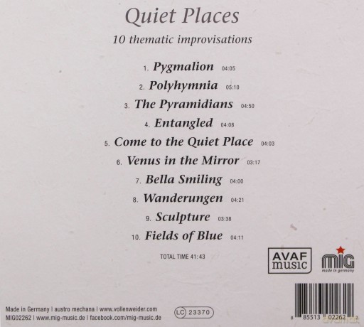 Andreas Vollenweider: Quiet Places (digipack) [CD]