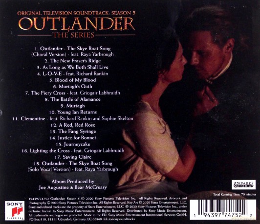 Outlander: Season 5 soundtrack (Bear McCreary) [CD]