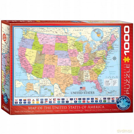 EUROGRAPHICS 1000 el. Mapa Stanów Zjednoczonych [PUZZLE]
