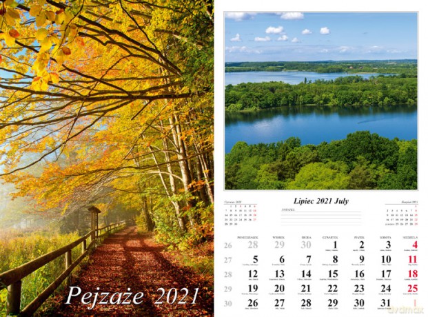 Kalendarz 32x48 13-k Pejzaże 2021 [KALENDARZ]