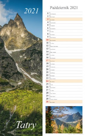 Kalendarz pasek 15x48 13-k Tatry 2021 [KALENDARZ]