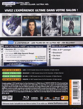 Braveheart - Waleczne Serce / Obcy - 8. pasażer Nostromo / Predator / Szklana pułapka [BOX] [4xBlu-Ray 4K]+[4xBlu-Ray]