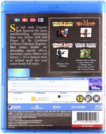 Pirates of the Caribbean 1-4 (Piraci z Karaibów) [4xBlu-Ray]