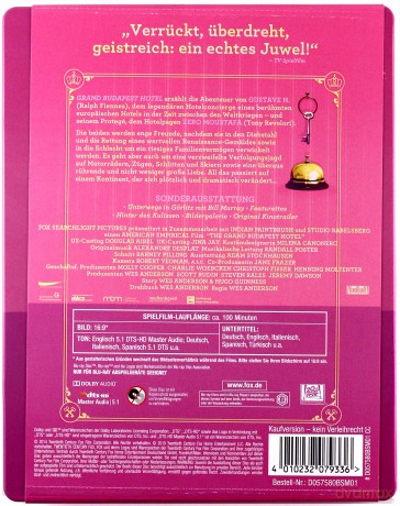 The Grand Budapest Hotel (steelbook) [Blu-Ray]