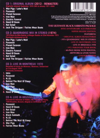 Black Sabbath: Paranoid (50th Anniversary Edition) [4CD]