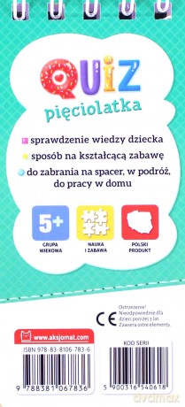 Quiz pięciolatka. Obrazkowe zadania dla bystrych dzieci [KSIĄŻKA]