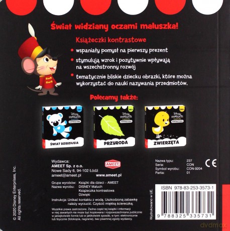 Disney Maluch Książeczka kontrastowa Dźwięki [KSIĄŻKA]