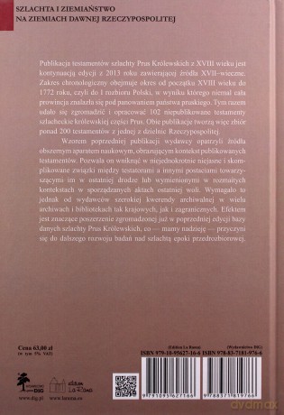 Testamenty szlachty Prus Królewskich z XVIII wieku - Wiesław Nowosad, Jace Kowalkowski [KSIĄŻKA]