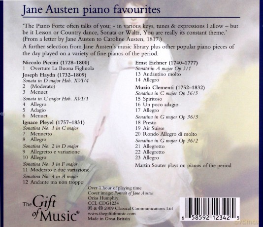 Jane Austen Piano Favourites [CD]