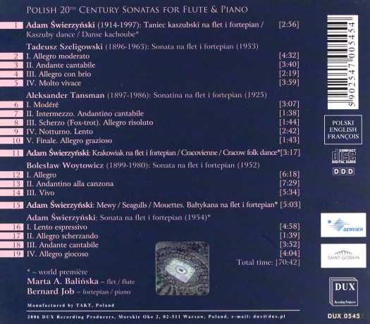Polish 20th Century Sonatas for Flute and Piano [CD]