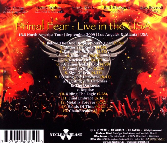 Primal Fear: Live In The USA [CD]