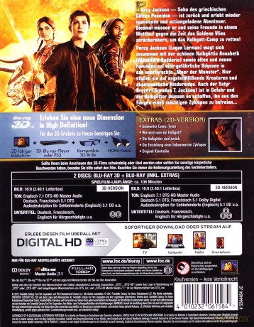 Percy Jackson: Sea of Monsters (Percy Jackson: Morze potworów) [Blu-Ray 3D]+[Blu-Ray]
