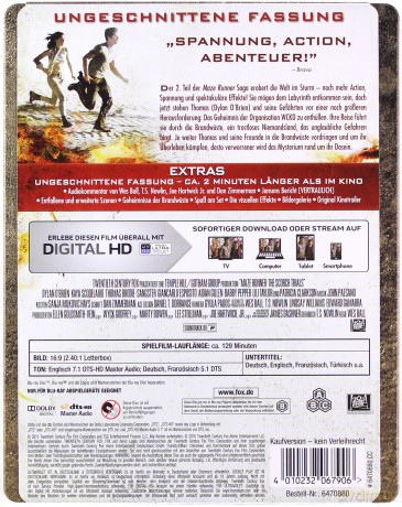 Maze Runner: The Scorch Trials (Więzień labiryntu: Próby ognia) (steelbook) [Blu-Ray]