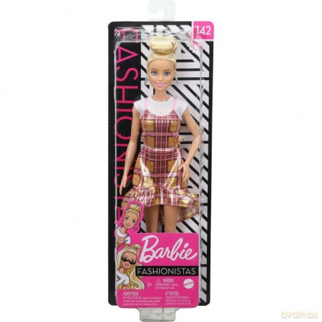 Lalka Barbie Sukienka w połyskującą kratę