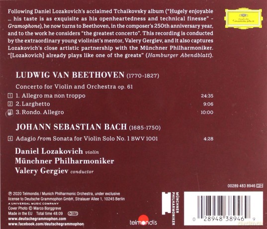 Daniel Lozakovich: Beethoven Violin Concerto [CD]