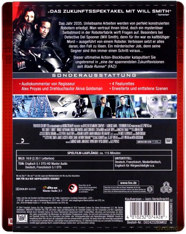I, Robot (Ja, robot) (steelbook) [Blu-Ray]