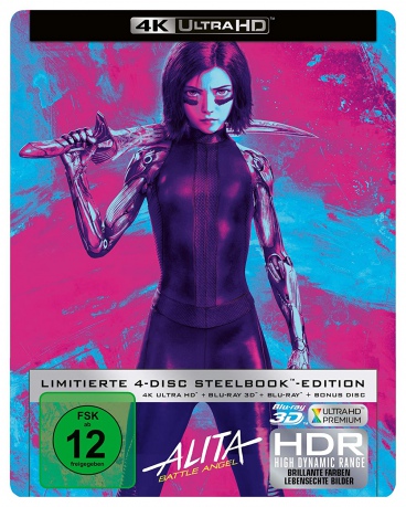 Alita: Battle Angel (steelbook) [Blu-Ray 4K]+[Blu-Ray 3D]+[2xBlu-Ray]