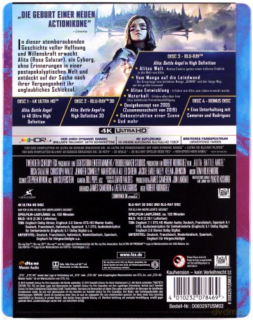 Alita: Battle Angel (steelbook) [Blu-Ray 4K]+[Blu-Ray 3D]+[2xBlu-Ray]