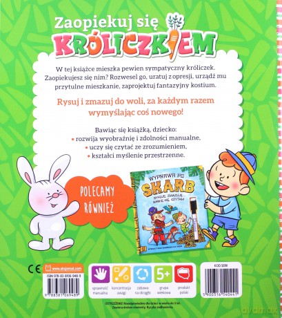 Zaopiekuj się króliczkiem. Rysuję, zmazuję, bawię się, czytam. Interaktywna książeczka dla dzieci [KSIĄŻKA]