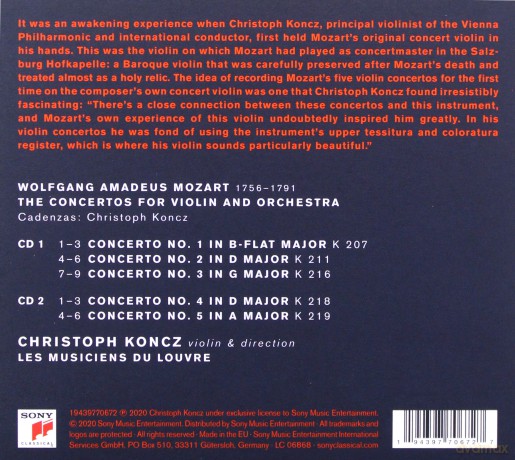 Christoph Koncz: Mozart's Violin - The Complete Violin Concertos [2CD]