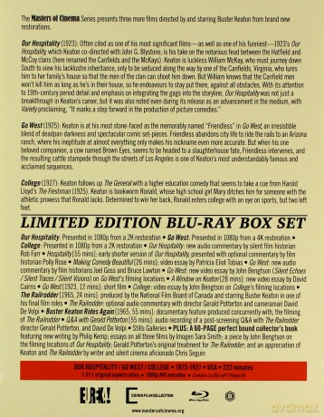 Buster Keaton: 3 Films (Vol. 3) (Our Hospitality, Go West, College) (Masters of Cinema) (Rozkosze gościnności, Buster i milion krów, Sportowiec z miłości) [3xBlu-Ray]