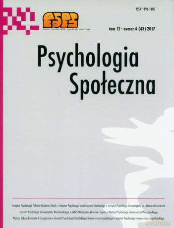 Psychologia społeczna (Tom 12) Numr 4(43) 2017 [KSIĄŻKA]