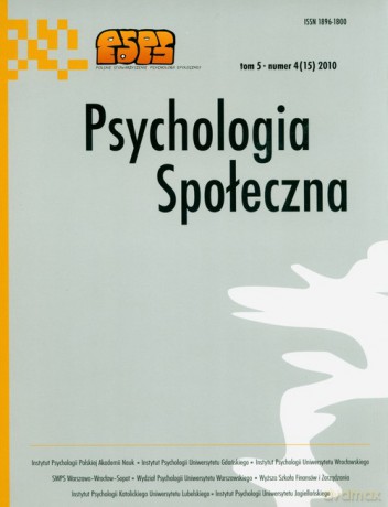 Psychologia społeczna (Tom 5) Numer 4 (15) 2010 [KSIĄŻKA]