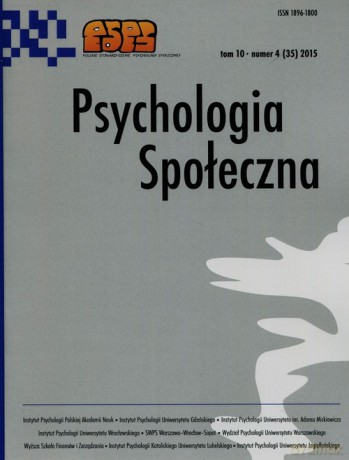 Psychologia społeczna 4/2015 (Tom 10) [KSIĄŻKA]