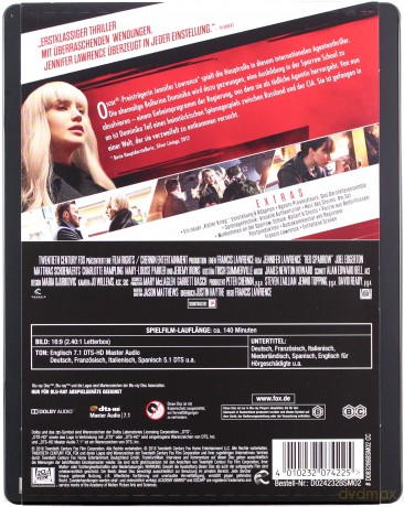 Red Sparrow (Czerwona jaskółka) (steelbook) [Blu-Ray]+[DVD]