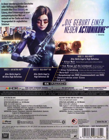 Alita: Battle Angel [Blu-Ray 4K]+[Blu-Ray 3D]+[Blu-Ray]