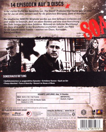 Sons of Anarchy: Season 4 (Synowie Anarchii) [3xBlu-Ray]