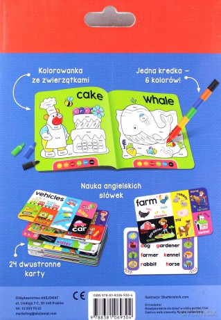 ANGIELSKI karty edukacyjne i kolorowanka z kredką segmentową. Uczę się i koloruję 5+ [KSIĄŻKA]