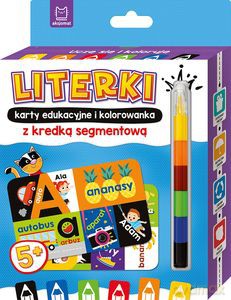 LITERKI karty edukacyjne i kolorowanka z kredką segmentową. Uczę się i koloruję 5+ [KSIĄŻKA]