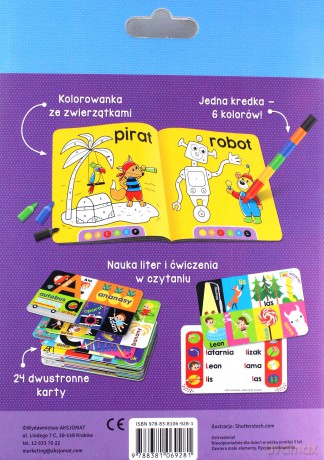 LITERKI karty edukacyjne i kolorowanka z kredką segmentową. Uczę się i koloruję 5+ [KSIĄŻKA]