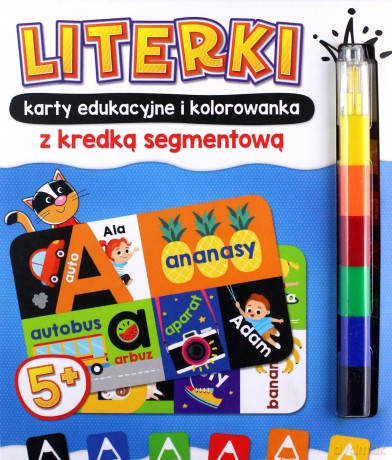 LITERKI karty edukacyjne i kolorowanka z kredką segmentową. Uczę się i koloruję 5+ [KSIĄŻKA]