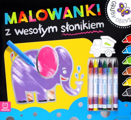 Malowanki z wesołym słonikiem. Gruby obrys. Kredki woskowe [KSIĄŻKA]