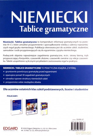 Niemiecki. Tablice gramatyczne. Niezbędna powtórka przed egzaminem dla uczniów i studentów! - Anna Mielniczuk [KSIĄŻKA]