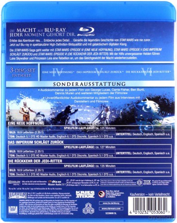 Gwiezdne Wojny Trylogia: Nowa nadzieja / Imperium kontratakuje / Powrót Jedi (Star Wars) [3xBlu-Ray]