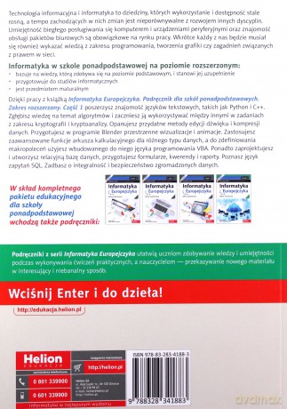 Informatyka Europejczyka Część 1 Podręcznik dla szkół ponadpodstawowych Zakres rozszerzony - Danuta Korman, Grażyna Szabłowicz-Zawadzka [KSIĄŻKA]