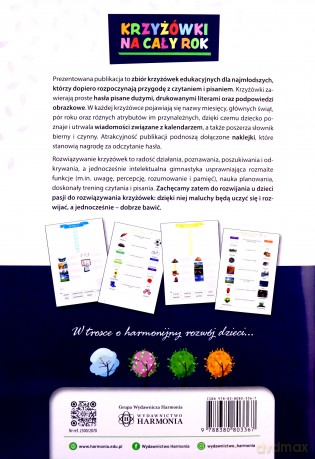 Krzyżówki na cały rok dla dzieci uczących się czytać, pisać i rozwiązywać łamigłówki - Justyna Nizińska, Ewa Oleksy [KSIĄŻKA]