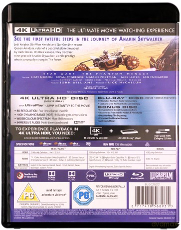 Star Wars: Episode I - The Phantom Menace (Gwiezdne wojny: Część I - Mroczne widmo) [Blu-Ray 4K]+[Blu-Ray]