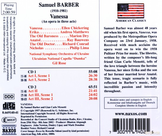 Chickeringmatthewsbauwens: Barbervanessa [2CD]