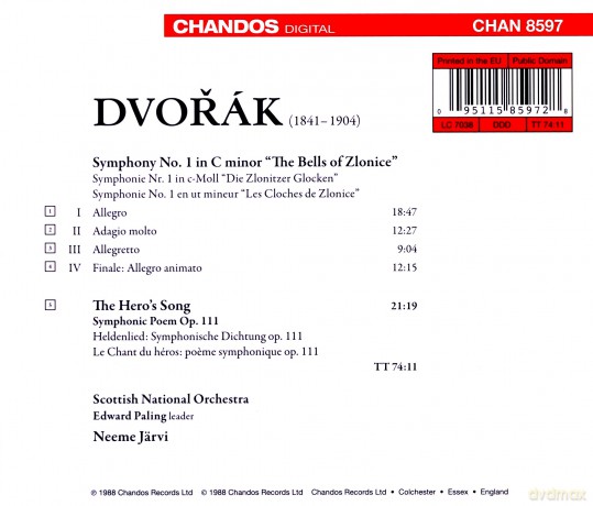 Rsnojarvi: Dvorak Symphony No 1The Heros Song [CD]