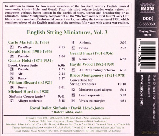 Royal Ballet Sinflloydjones: English String Minatures Vol 3 [CD]