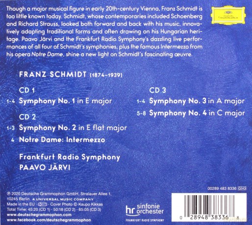 Frankfurt Radio Symphony Paavo Jarvi: Franz Schmidt: Complete Symphonies [3CD]