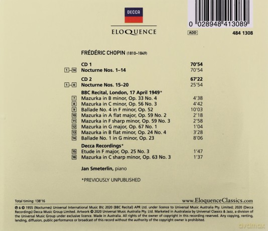 Jan Smeterlin: Han Smeterlin Plays Chopin [2CD]