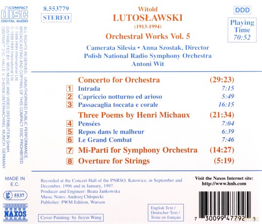 Witcanerata Silesiapolish: Lutoslawskiconc For Orch3 [CD]