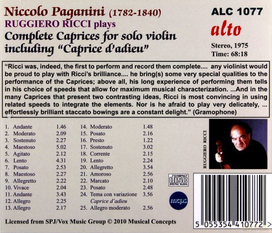 Ruggiero Ricci: Paganini 25 Caprices [CD]