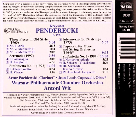 Pachlewskiwarsaw Powit: Pendereckisinfoniettasoboe Capriccio [CD]