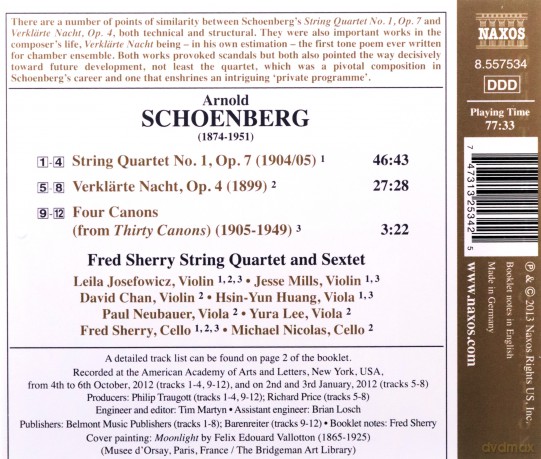 Fred Sherry String Quartet: Schoenbergverklarte Nacht [CD]
